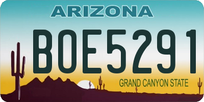 AZ license plate BOE5291