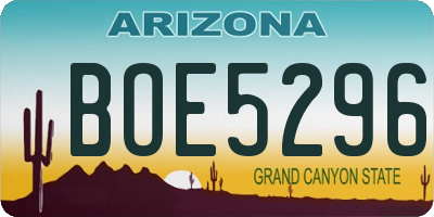 AZ license plate BOE5296