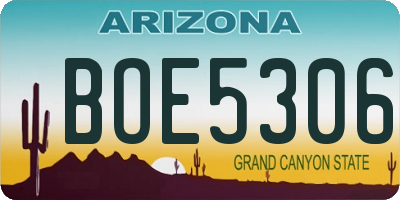 AZ license plate BOE5306