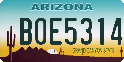 AZ license plate BOE5314
