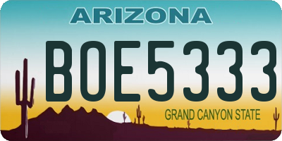 AZ license plate BOE5333