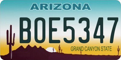 AZ license plate BOE5347