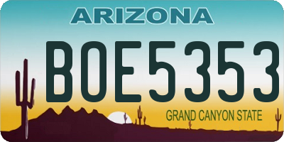 AZ license plate BOE5353