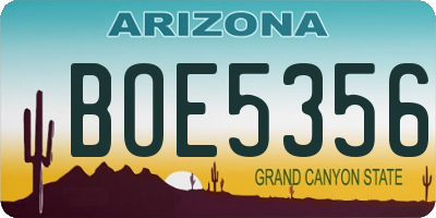 AZ license plate BOE5356