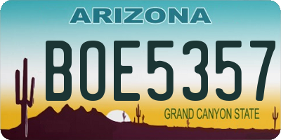 AZ license plate BOE5357