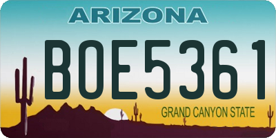 AZ license plate BOE5361