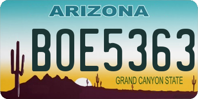 AZ license plate BOE5363