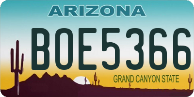 AZ license plate BOE5366