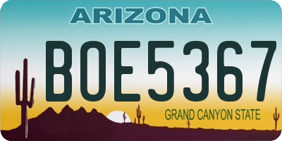 AZ license plate BOE5367