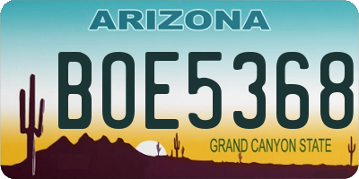 AZ license plate BOE5368