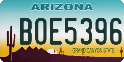 AZ license plate BOE5396