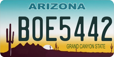 AZ license plate BOE5442