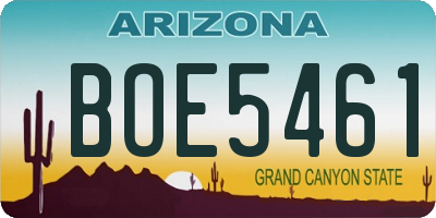 AZ license plate BOE5461
