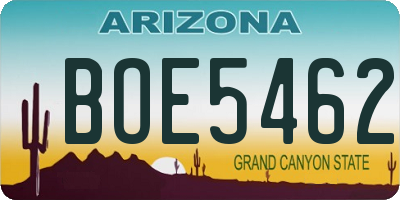 AZ license plate BOE5462