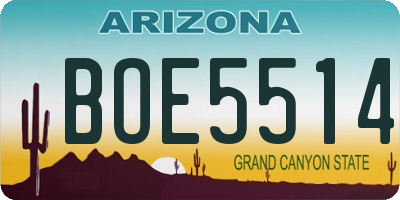 AZ license plate BOE5514