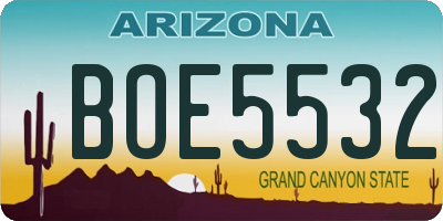 AZ license plate BOE5532