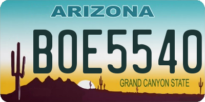 AZ license plate BOE5540