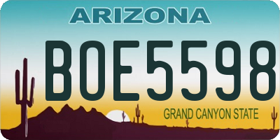 AZ license plate BOE5598