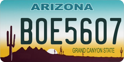 AZ license plate BOE5607