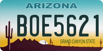 AZ license plate BOE5621