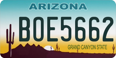 AZ license plate BOE5662