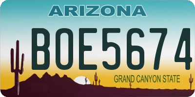 AZ license plate BOE5674