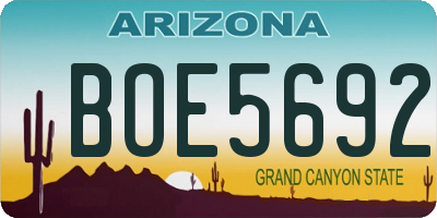 AZ license plate BOE5692