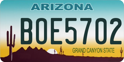 AZ license plate BOE5702
