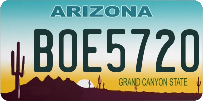 AZ license plate BOE5720