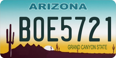 AZ license plate BOE5721