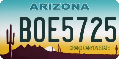AZ license plate BOE5725
