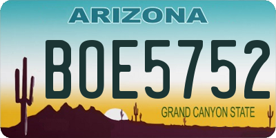 AZ license plate BOE5752