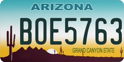 AZ license plate BOE5763
