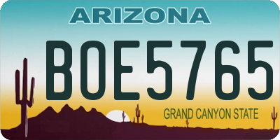 AZ license plate BOE5765