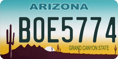 AZ license plate BOE5774
