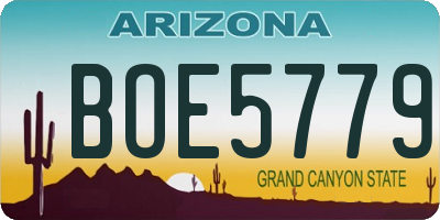 AZ license plate BOE5779