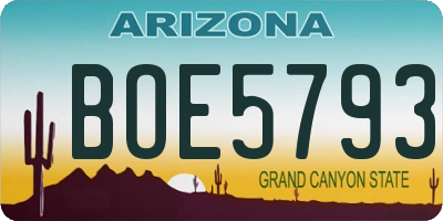 AZ license plate BOE5793