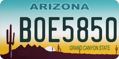 AZ license plate BOE5850