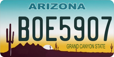 AZ license plate BOE5907
