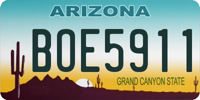 AZ license plate BOE5911