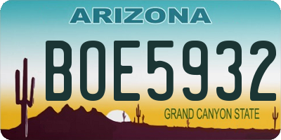 AZ license plate BOE5932