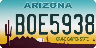 AZ license plate BOE5938