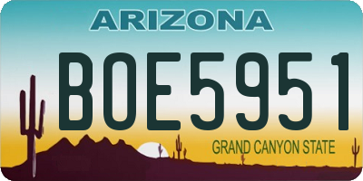 AZ license plate BOE5951