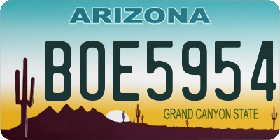 AZ license plate BOE5954