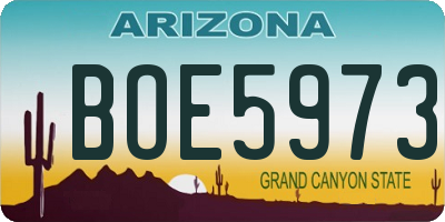 AZ license plate BOE5973