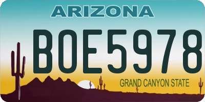 AZ license plate BOE5978