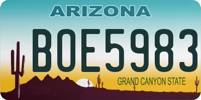 AZ license plate BOE5983