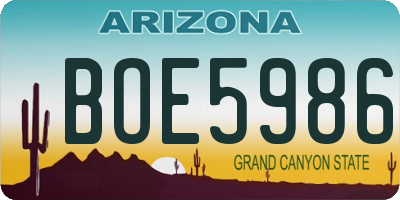 AZ license plate BOE5986