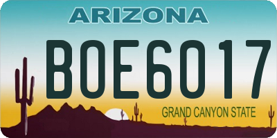 AZ license plate BOE6017