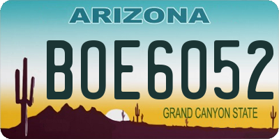 AZ license plate BOE6052